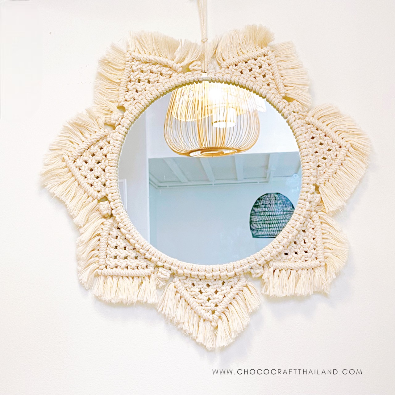rattan framed mirror rabbit